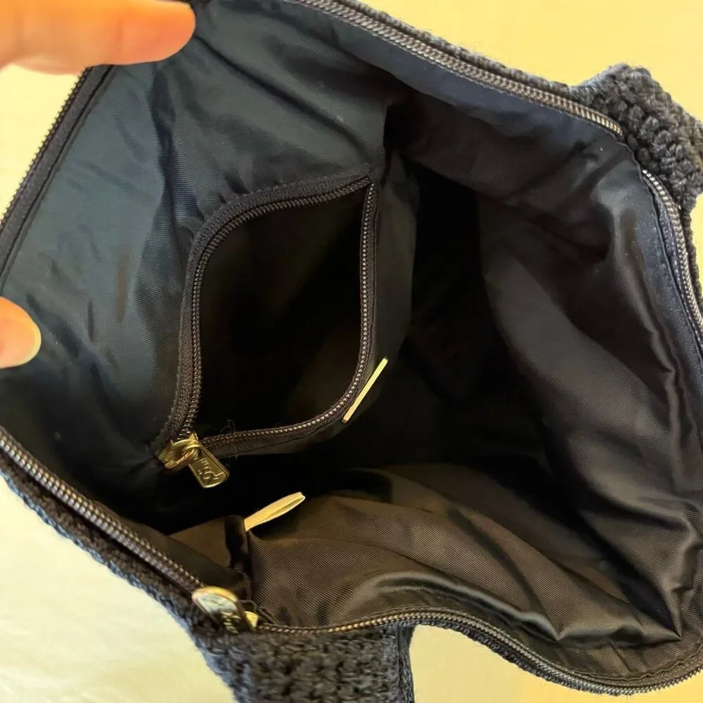 The Sak Navy Blue Crochet Shoulder Bag | Knit Hobo Purse | Zipper Closure - Picture 11 of 12
